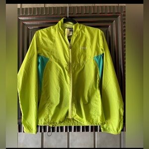 Patagonia Neon Lime Windbreaker Jacket with Teal Accents